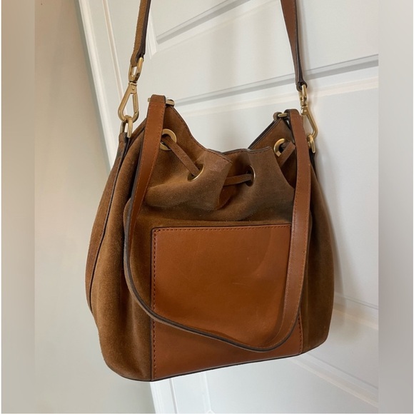 Michael Kors Tan Suede and Leather Crossbody Shoulder Bucket bag - Picture 6 of 7